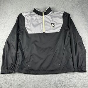 Pittsburgh Penguins Jacket Mens Large NHL Hockey 1/2 Zip Reebok Center Ice